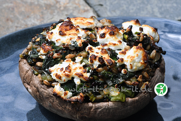 Potobello-mit-Spinat